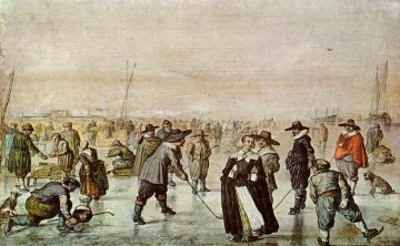 Una escena en el hielo paisaje invernal Hendrick Avercamp Pinturas al óleo